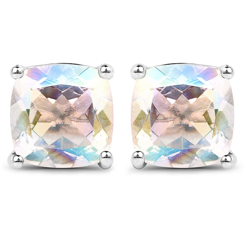 4.20cttw Crystal Rainbow Mystic Quartz .925 Sterling Silver Earrings