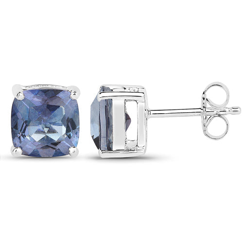 4.20cttw Royal Blue Mystic Quartz .925 Sterling Silver Earrings