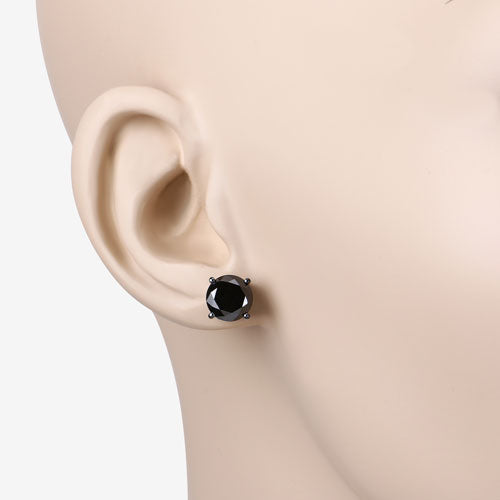 3.08 Carat Genuine Black Diamond 14K White Gold Earrings