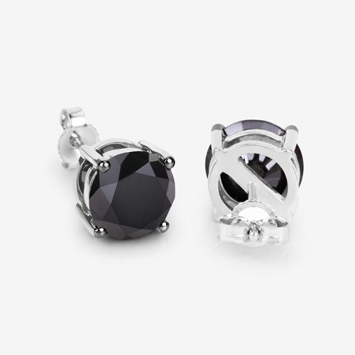 3.08 Carat Genuine Black Diamond 14K White Gold Earrings