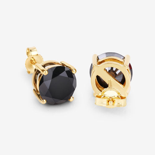 4.77 Carat Genuine Black Diamond 14K Yellow Gold Earrings