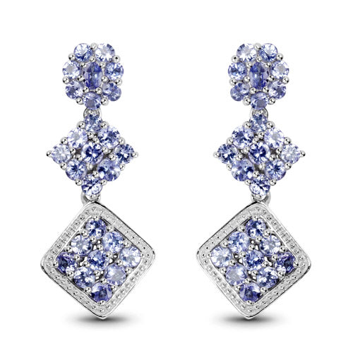 4.92 Carat Genuine Tanzanite .925 Sterling Silver Earrings