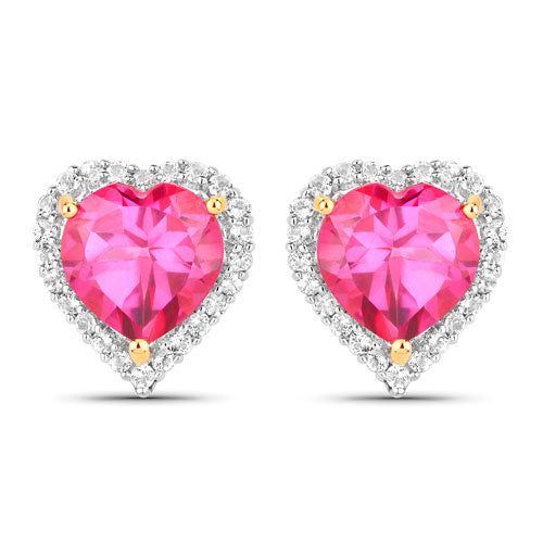 5.04 Carat Genuine Pink Topaz and White Topaz .925 Sterling Silver Earrings