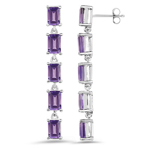 5.50 Carat Genuine Amethyst .925 Sterling Silver Earrings