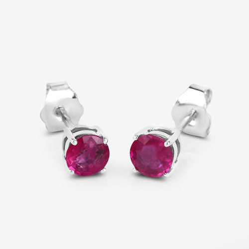 0.86 Carat Genuine Ruby 10K White Gold Earrings