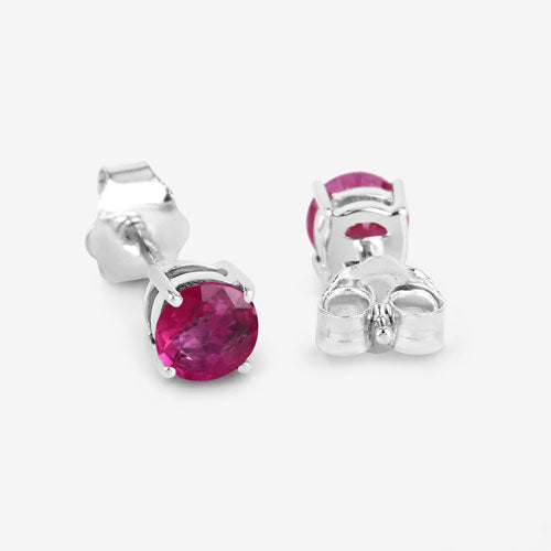 0.86 Carat Genuine Ruby 10K White Gold Earrings