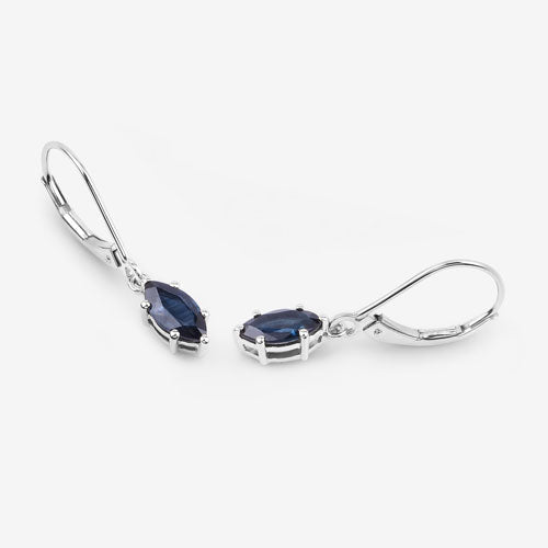 1.20 Carat Genuine Blue Sapphire 10K White Gold Earrings