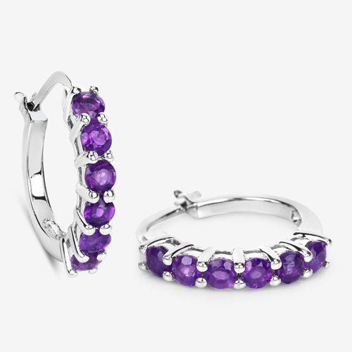 1.20 Carat Genuine Amethyst .925 Sterling Silver Earrings