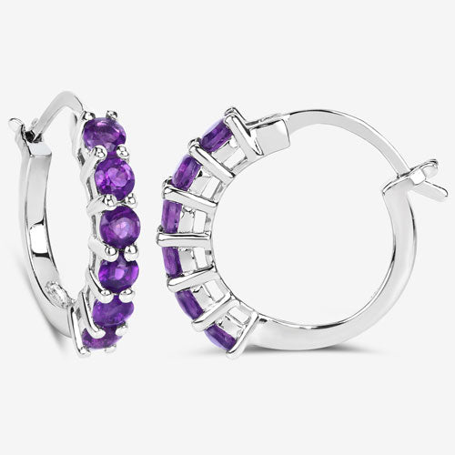 1.20 Carat Genuine Amethyst .925 Sterling Silver Earrings