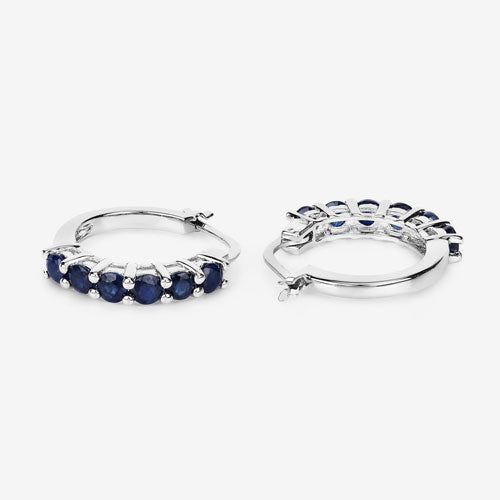 1.32 Carat Genuine Blue Sapphire .925 Sterling Silver Earrings