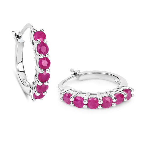 1.56 Carat Genuine Ruby .925 Sterling Silver Earrings