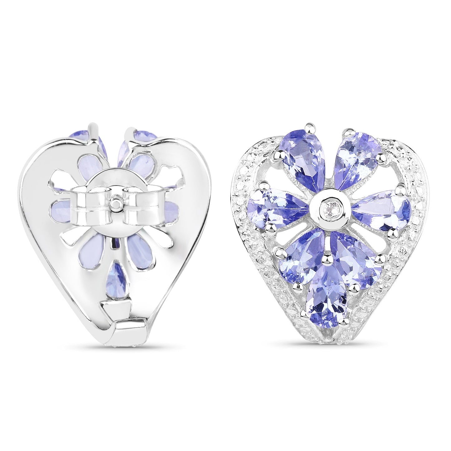 2.97 Carat Genuine Tanzanite & White Topaz .925 Sterling Silver Earrings