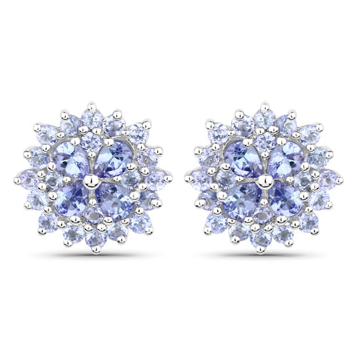 2.52 Carat Genuine Tanzanite .925 Sterling Silver Earrings