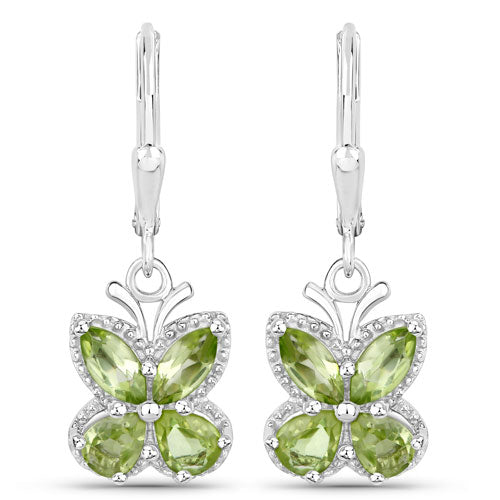 2.28 Carat Genuine Peridot .925 Sterling Silver Earrings