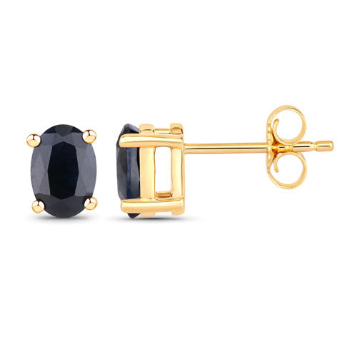 0.96 Carat Genuine Blue Sapphire 10K Yellow Gold Earrings