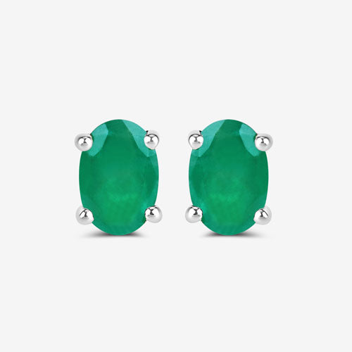 0.88 Carat Genuine Zambian Emerald 10K White Gold Earrings
