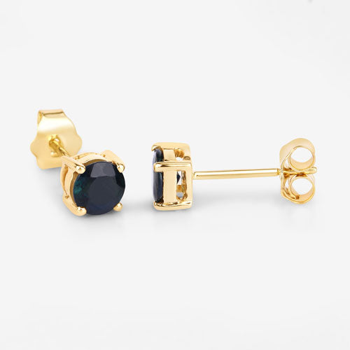 1.30 Carat Genuine Blue Sapphire 10K Yellow Gold Earrings