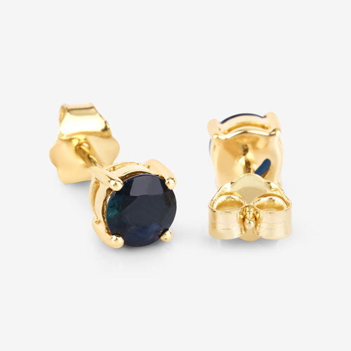 1.30 Carat Genuine Blue Sapphire 10K Yellow Gold Earrings