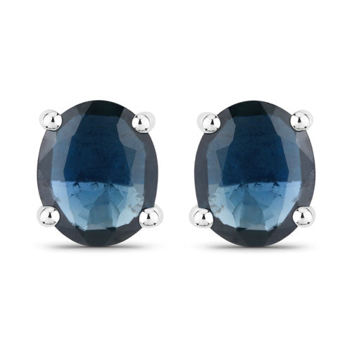 0.68 Carat Genuine Blue Sapphire 10K White Gold Earrings