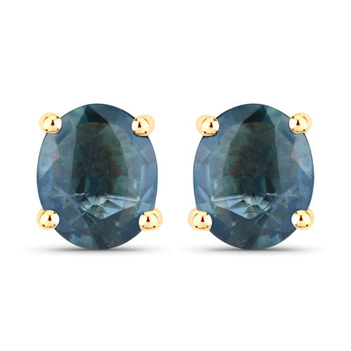 0.68 Carat Genuine Blue Sapphire 10K Yellow Gold Earrings