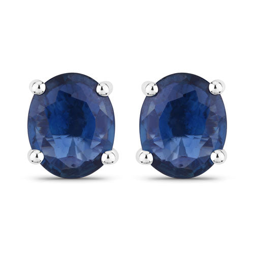 0.68 Carat Genuine Blue Sapphire 14K White Gold Earrings
