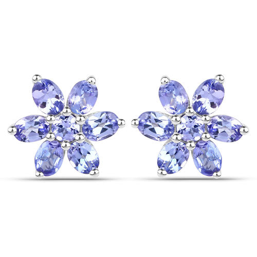 2.24 Carat Genuine Tanzanite .925 Sterling Silver Earrings