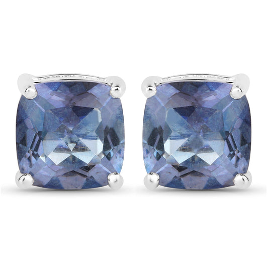 4.20cttw Royal Blue Mystic Quartz .925 Sterling Silver Earrings