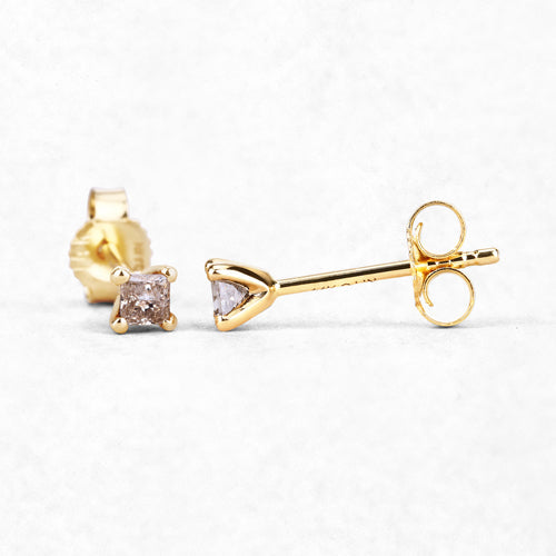 0.31 Carat Genuine Champagne Diamond 14K Yellow Gold Earrings (I1-I2)