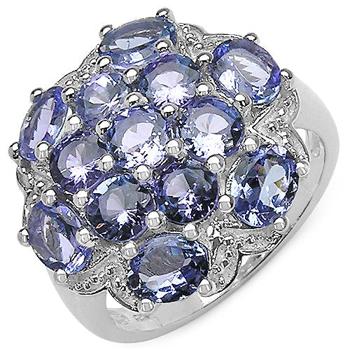 3.59 Carat Genuine Tanzanite .925 Sterling Silver Ring