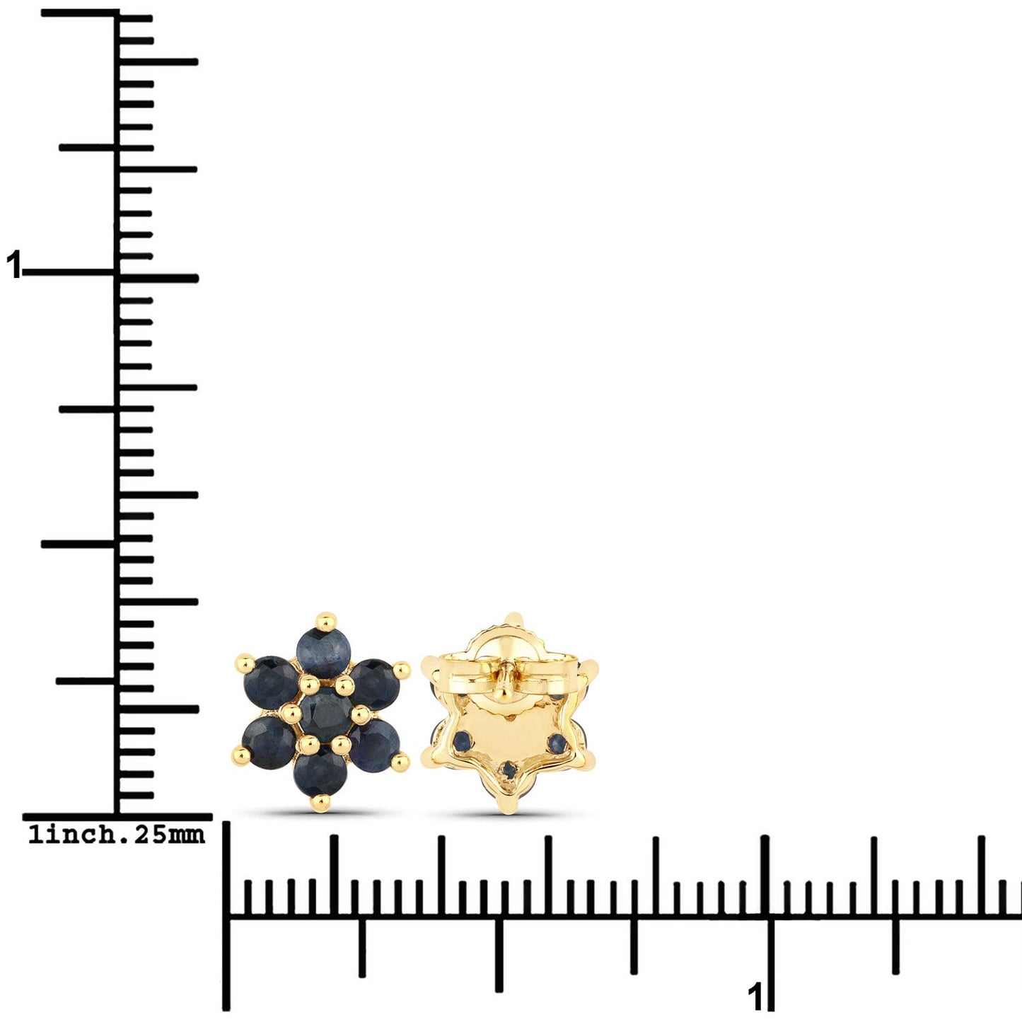 0.84 Carat Genuine Blue Sapphire 10K Yellow Gold Earrings