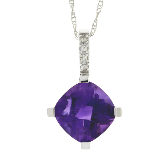 Amethyst Diamond Fashion Pendants 10KT White Gold