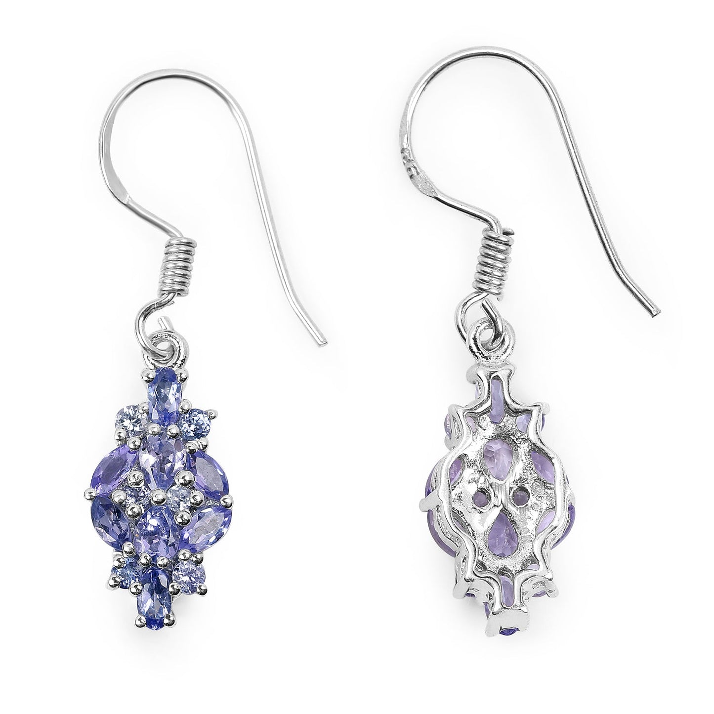 2.04 Carat Genuine Tanzanite .925 Sterling Silver Earrings