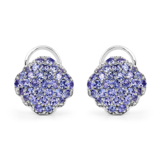 3.14 Carat Genuine Tanzanite .925 Sterling Silver Earrings
