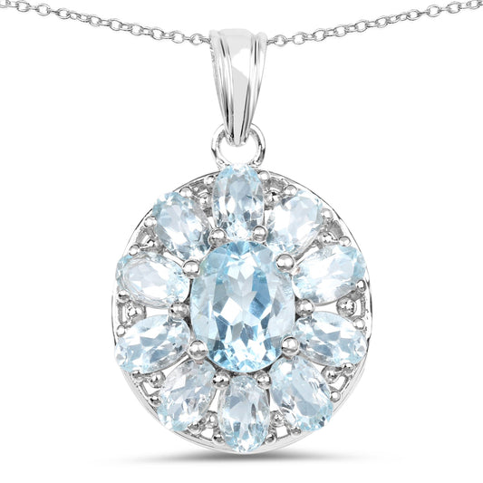 7.65 Carat Genuine Blue Topaz .925 Sterling Silver Pendant