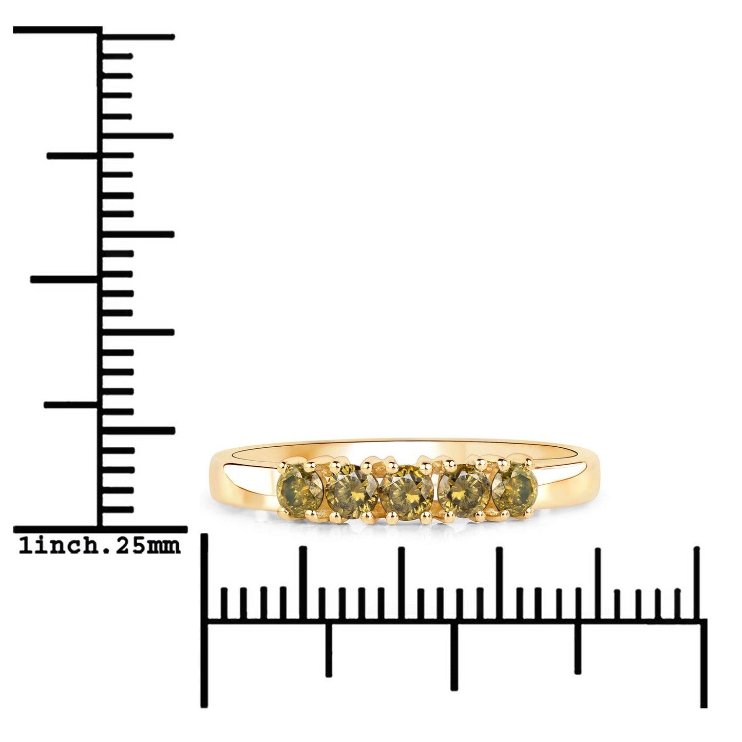 0.46 Carat Genuine Yellow Diamond 14K Yellow Gold Ring (I1-I2)