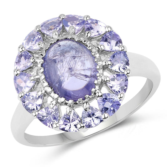 3.85 Carat Genuine Tanzanite .925 Sterling Silver Ring