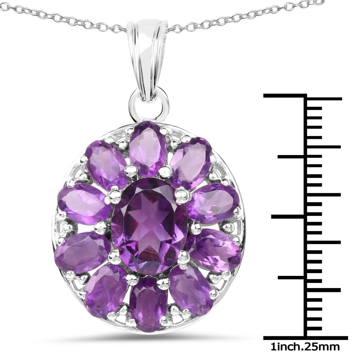 6.50 Carat Genuine Amethyst .925 Sterling Silver Pendant