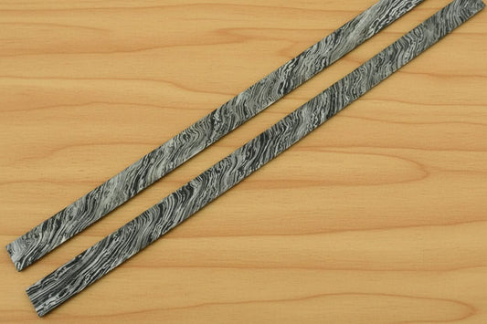 Ridgeline Damascus Steel Bar 20" Pair 1.5" Wide Pattern Welded Stock for Knife Blades and Tool Making