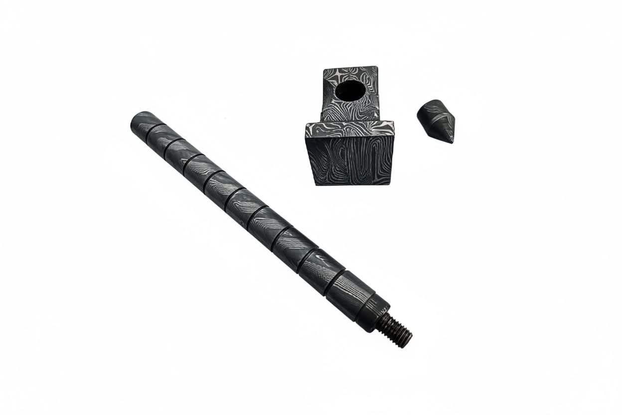 Darkforge Titan Hammer 8" Handmade Full Damascus Steel Collectible with Dual Spikes
