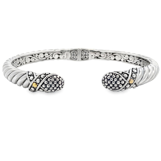 Bangle Bracelet Sterling Silver 18KT Gold
