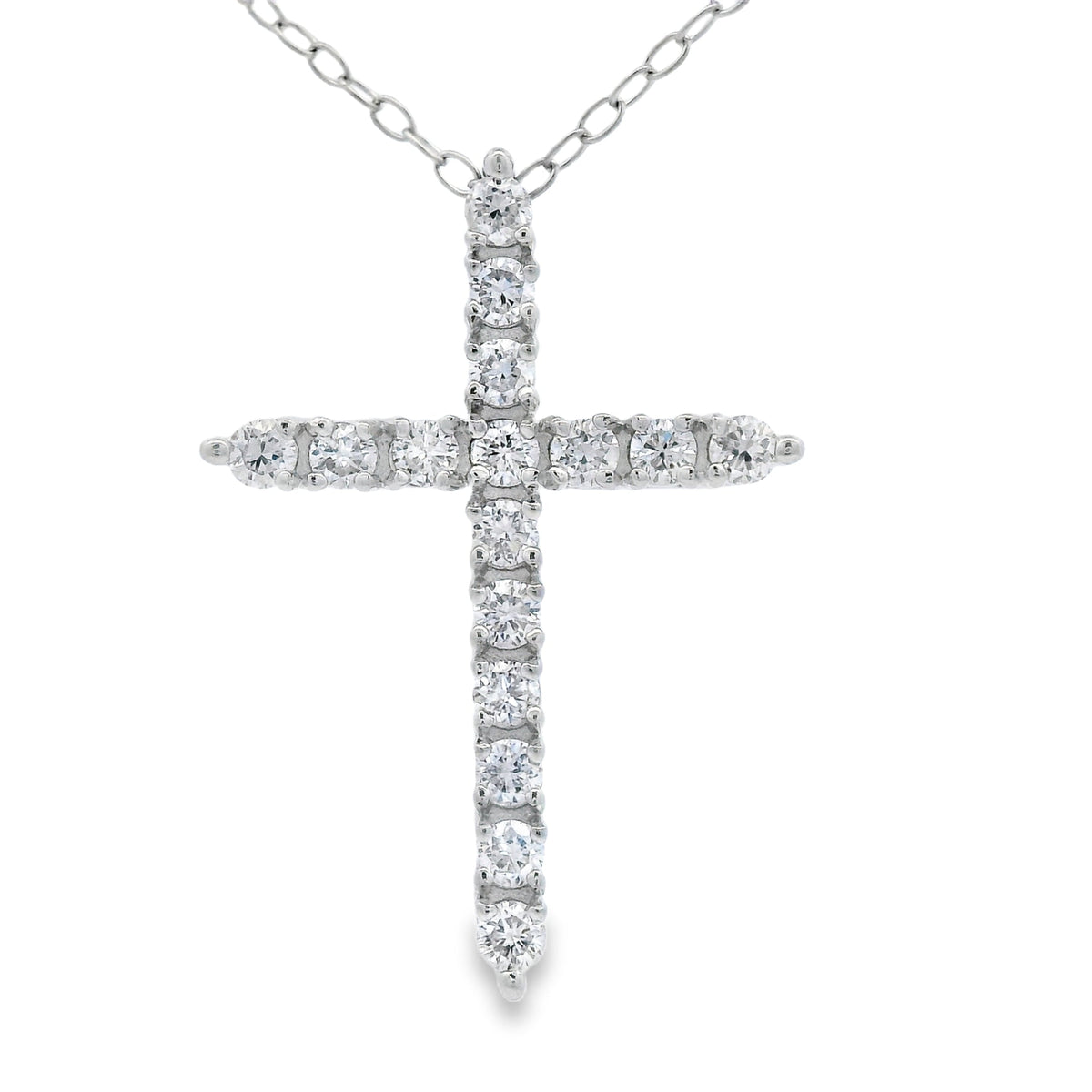 Genuine .65ct Cross Religious Pendant Sterling Silver