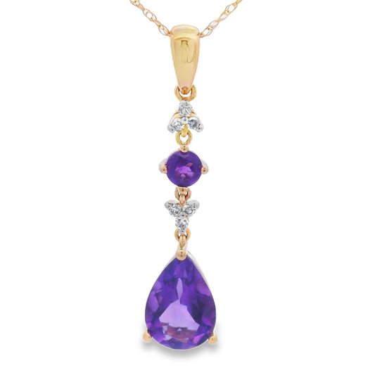 Amethyst Diamond Fashion Pendants 10KT Yellow Gold