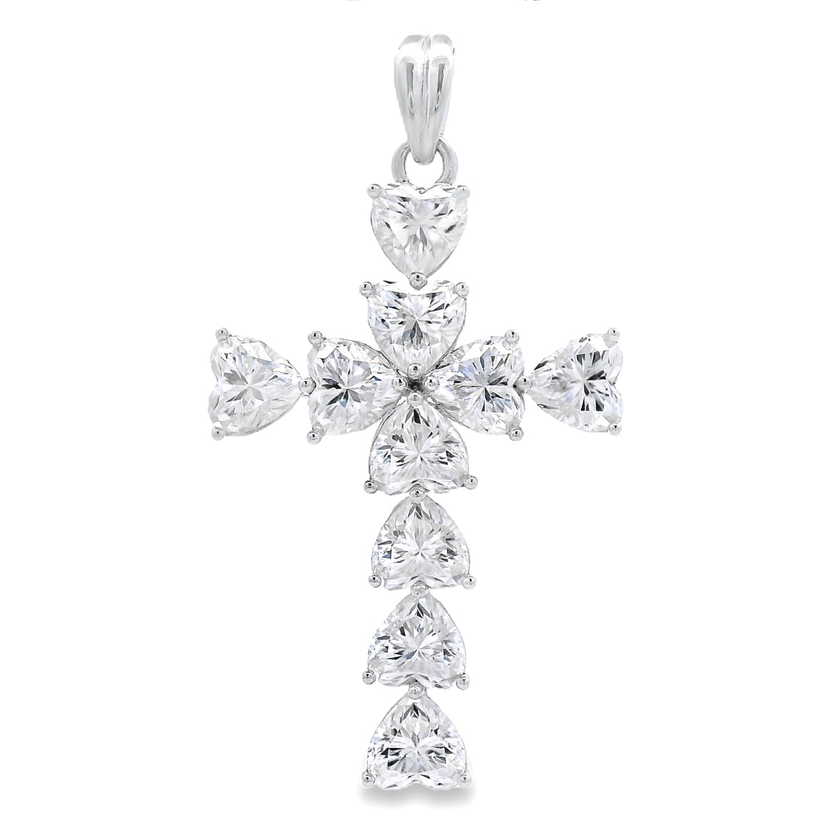 Moissanite Cross Religious Pendant Sterling Silver