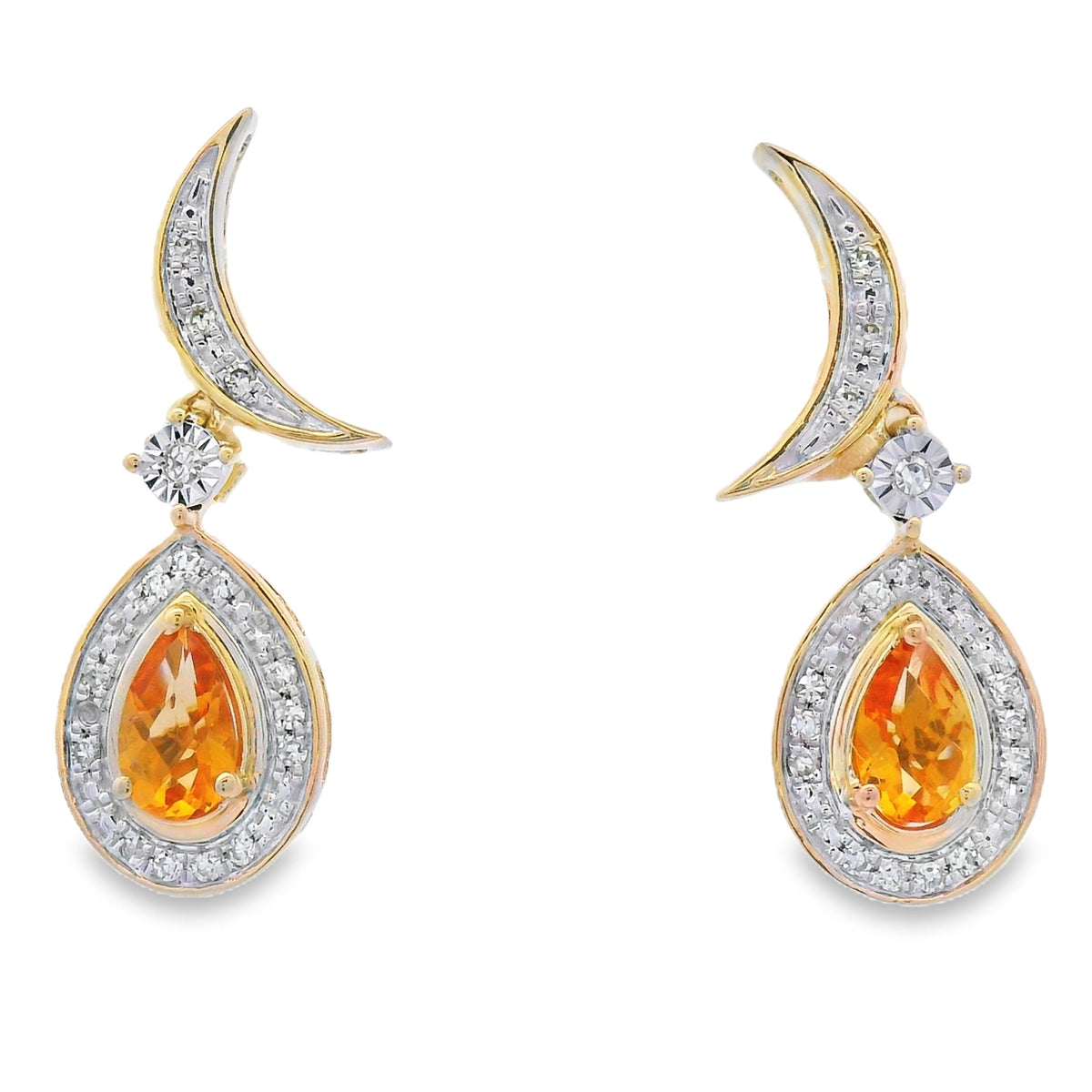 .48ct Citrine Diamond Dangle Earrings 10KT Yellow Gold