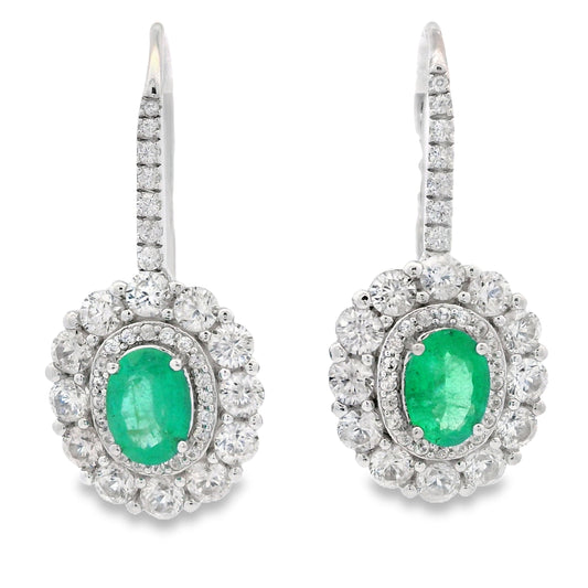 5.28ct Emerald Zircon Dangle Earrings Sterling Silver