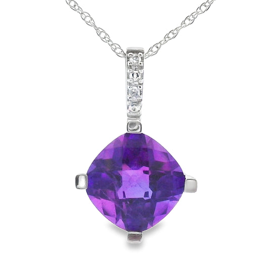 Amethyst Diamond Fashion Pendants 10KT White Gold