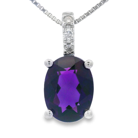 Amethyst Diamond Fashion Pendants 10KT White Gold