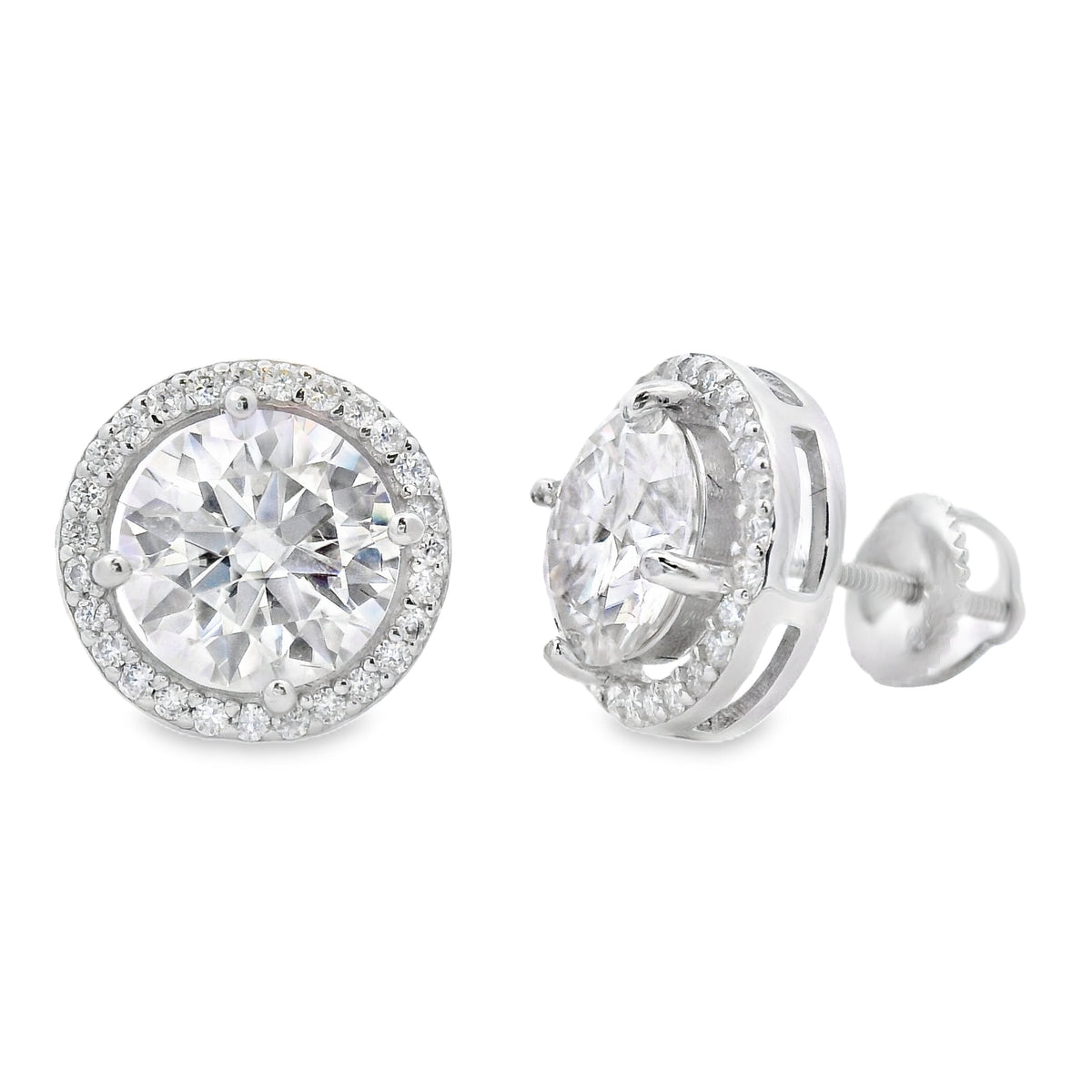 Genuine 4.33ct Moissanite Stud Earrings Sterling Silver