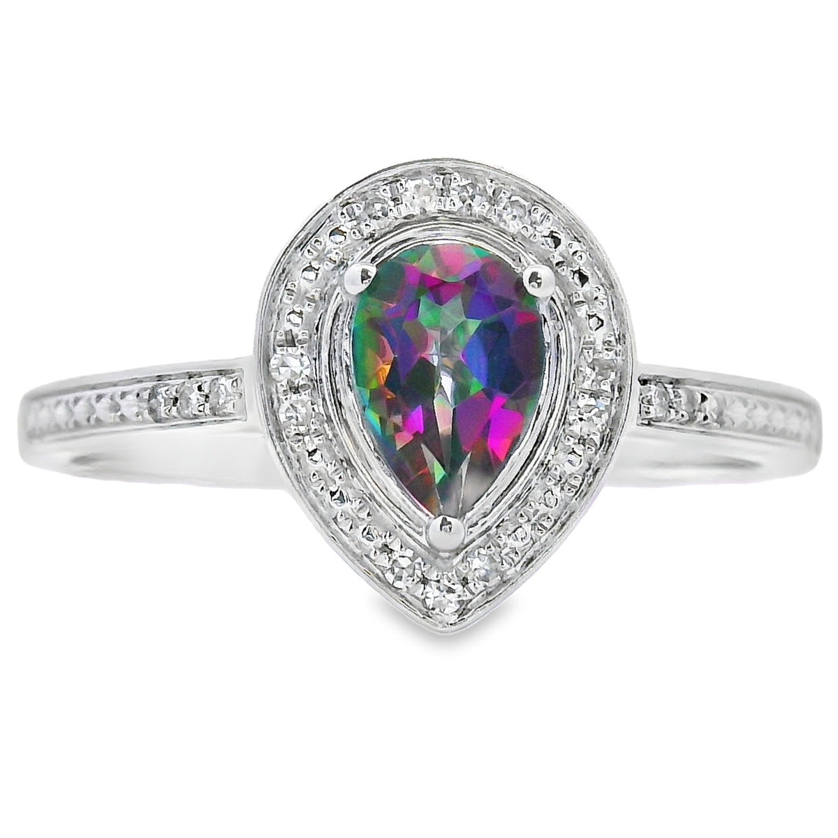 .50ct Mystic Fire Topaz Diamond Ring 10KT White Gold