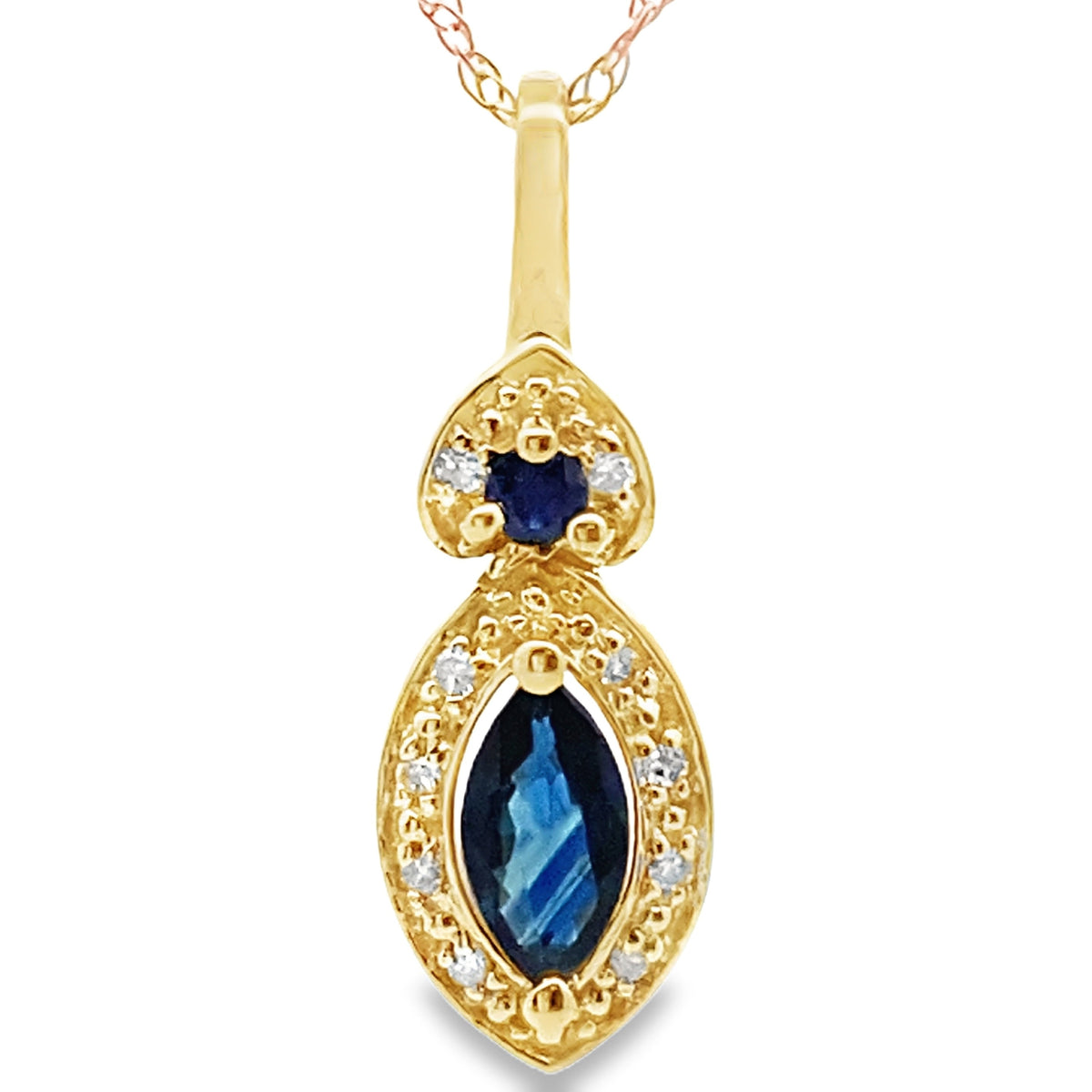 Sapphire Diamond Fashion Pendants 10KT Yellow Gold